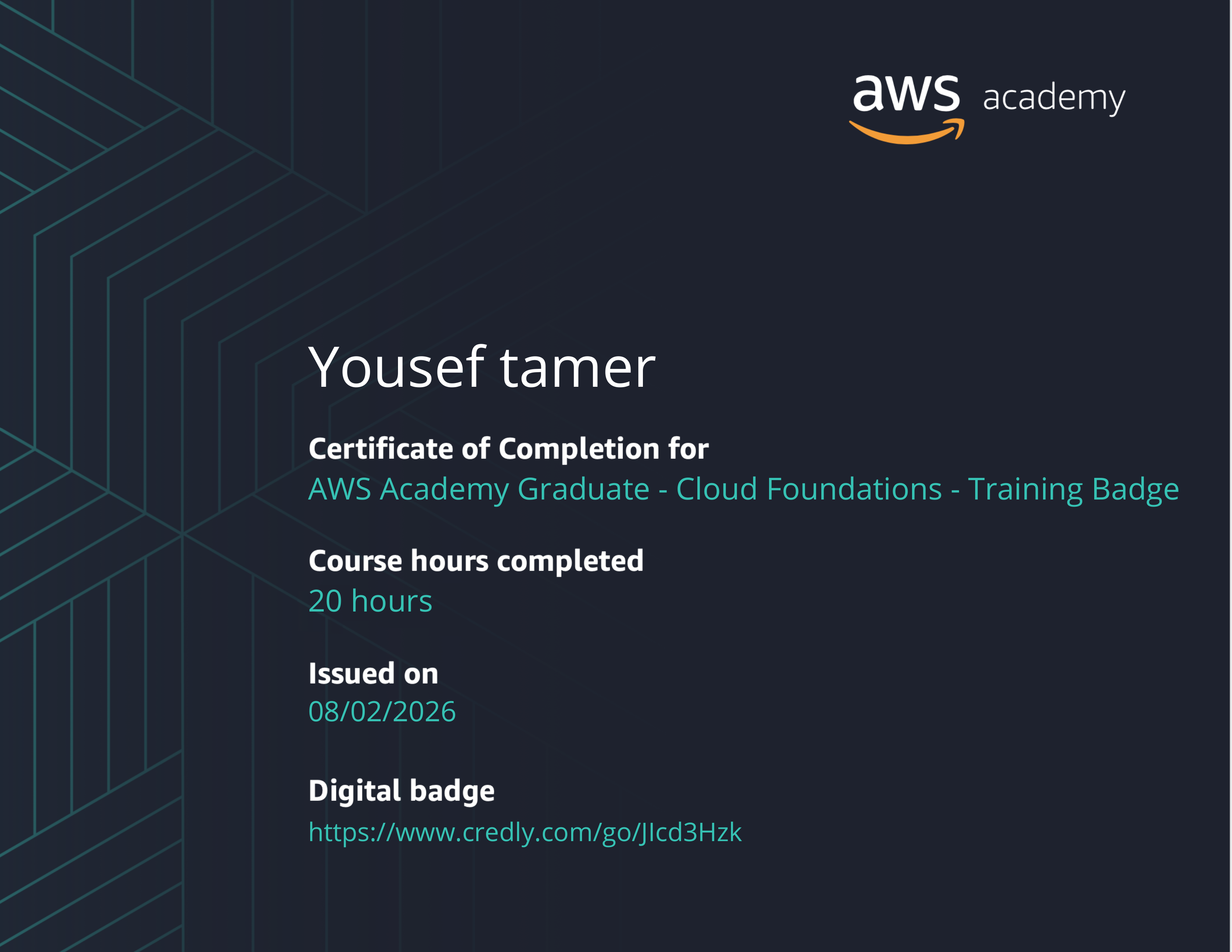 AWS Academy Graduate - Cloud Foundations - Training Badge Preview