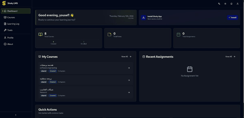 Shoky LMS UI Screenshot