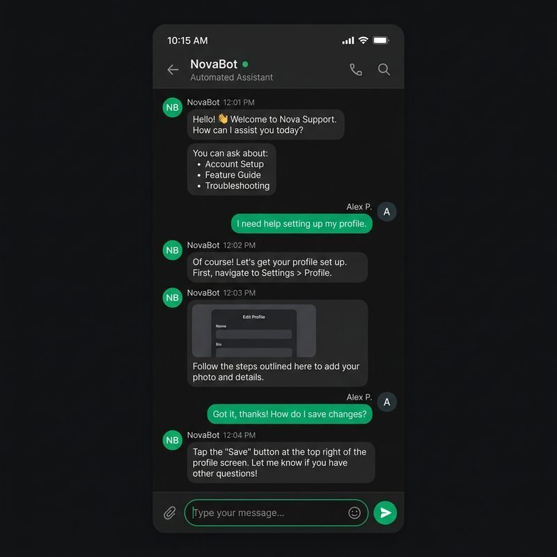 WhatsApp Automation Chat Screenshot